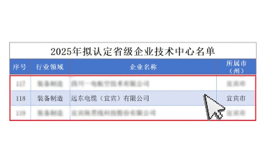 喜報|遠(yuǎn)東電纜（宜賓）上榜省級企業(yè)技術(shù)中心名單